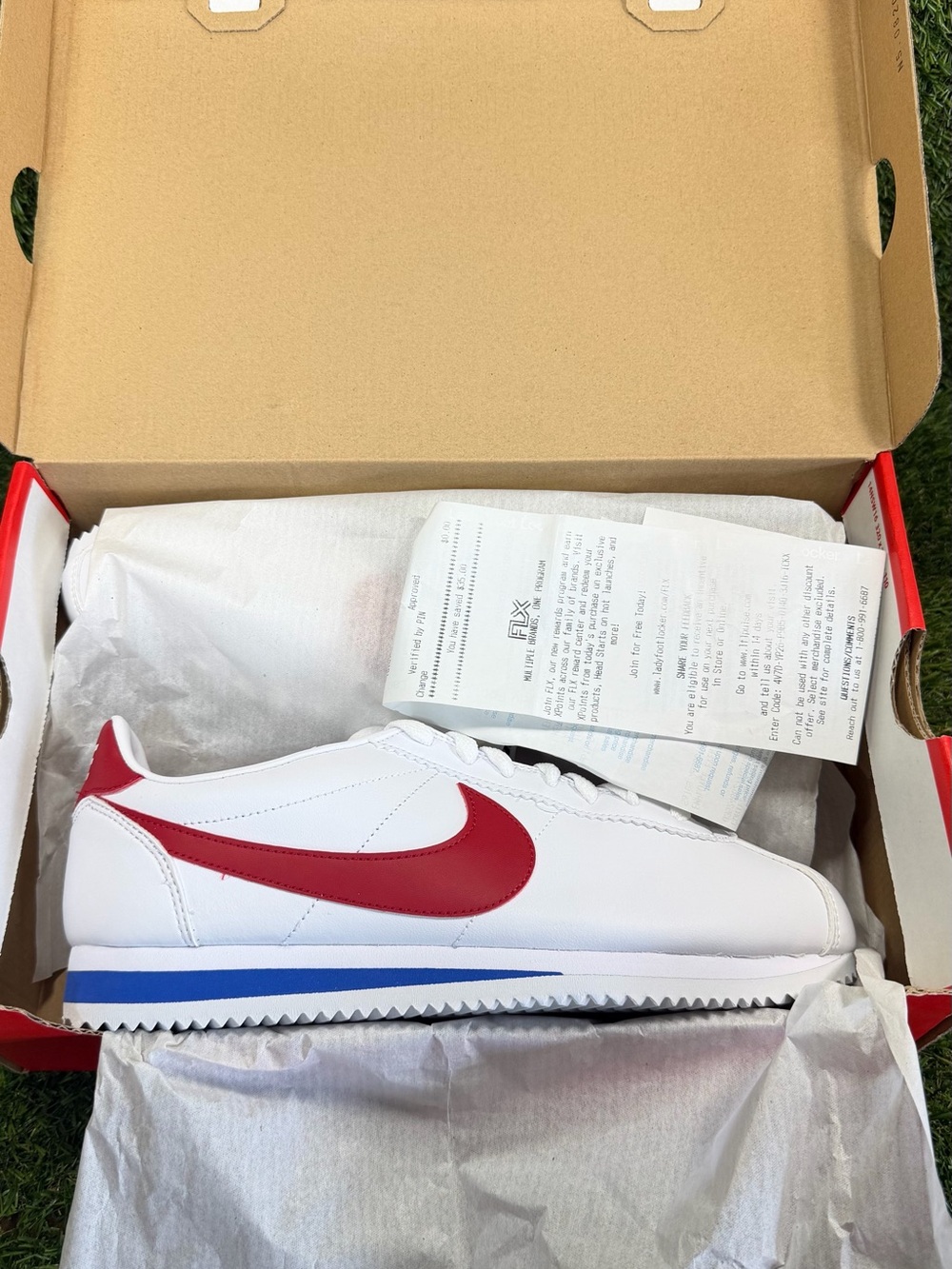 Nike WMNS Classic Cortez Leather Forrest Gump White Red 807471-103 Size 10 NEW - Picture 6 of 8
